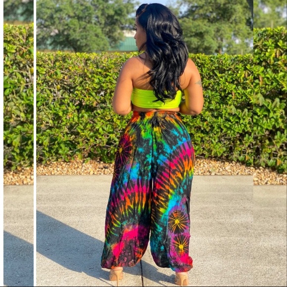 Tye Die Harem Pants -Black Rainbow - Picture 7 of 10